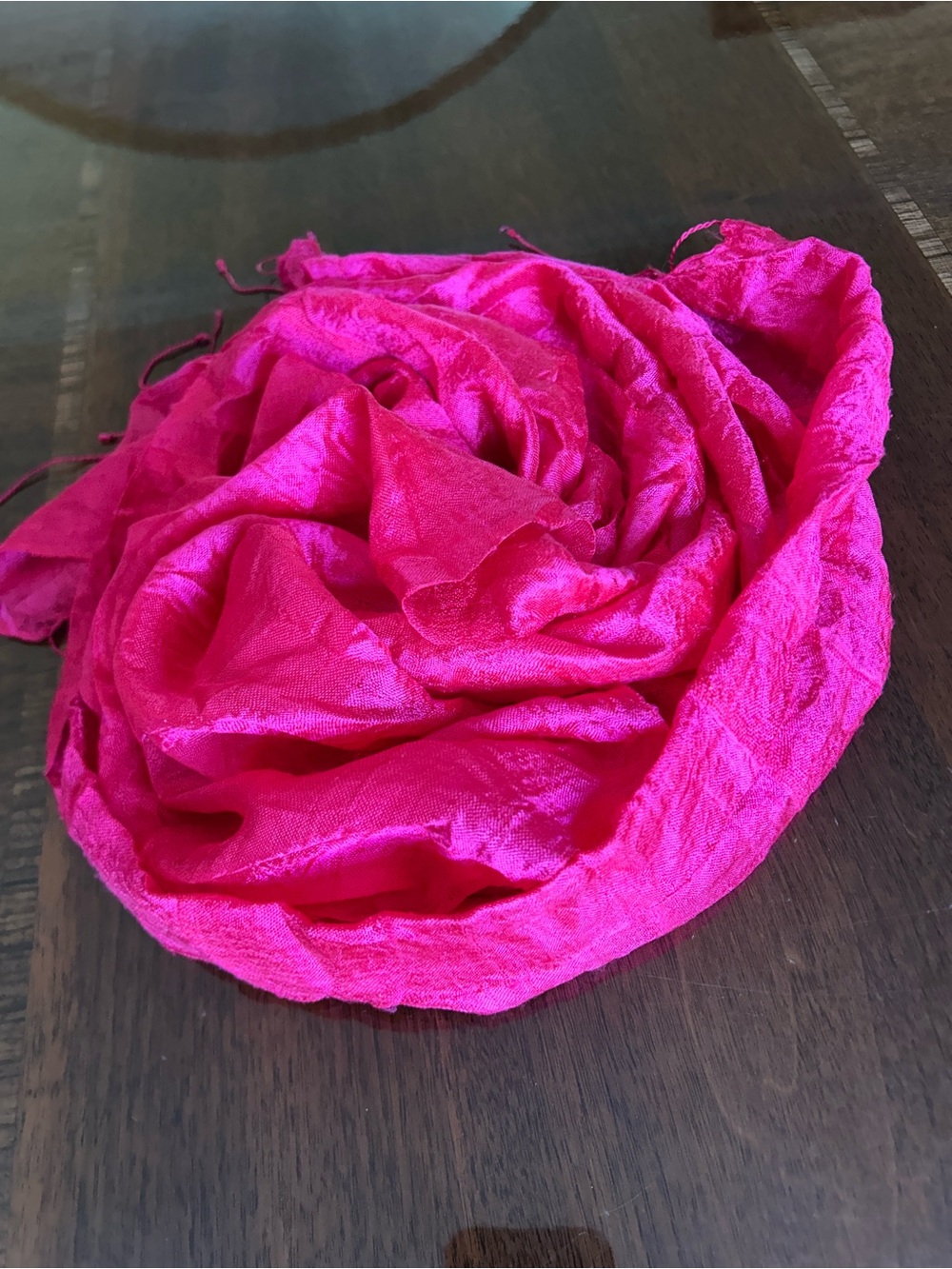 Vibrant Hot Pink Women's Scarf 12“ x 67 inches probably silk